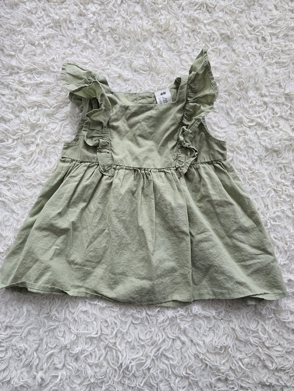 H&M Girls' Light Sage Green Ruffle Dress